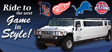Detroit Red Wings, Lions, Tigers or Pistons limousine services.