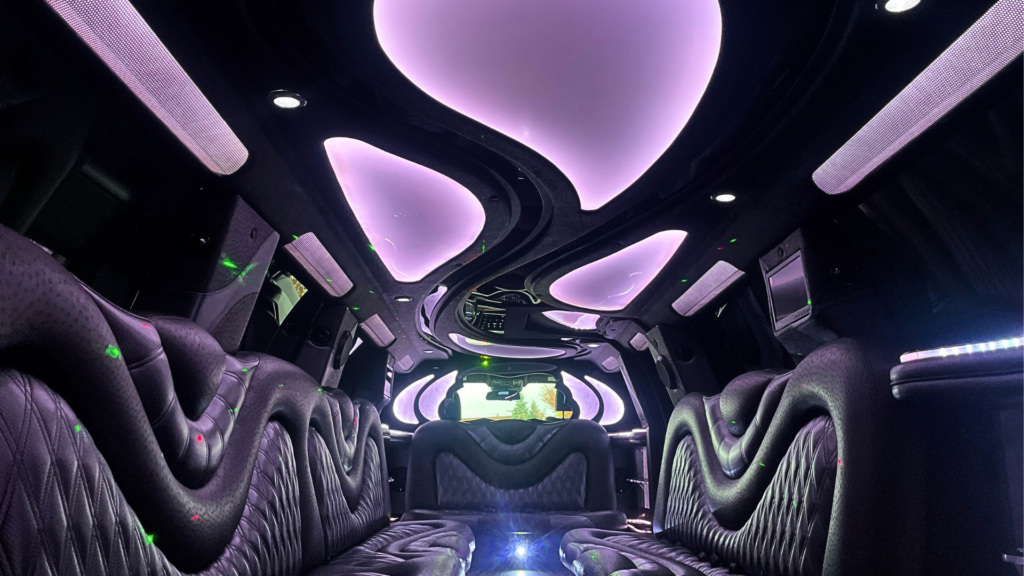 The inside of the Chrysler 300 Limo provided by Dream Limousine. Get your limo rental today!