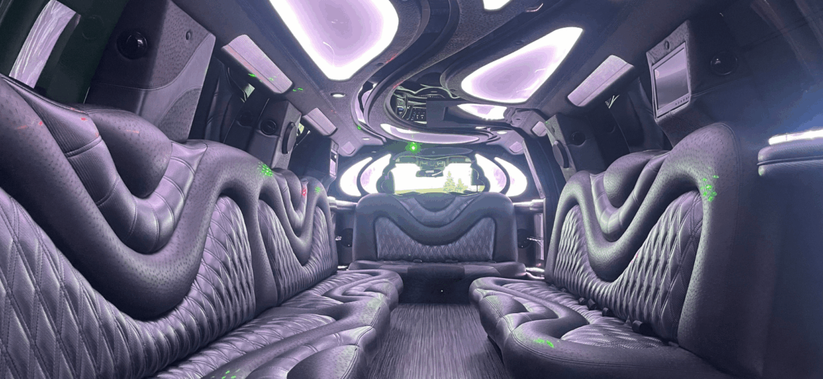 Inside a party bus near me with a curved ceiling