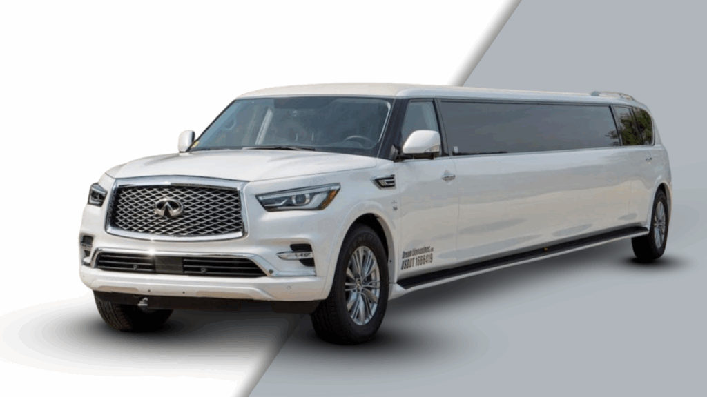 White stretch Cadillac Escalade limo available for rent in Detroit